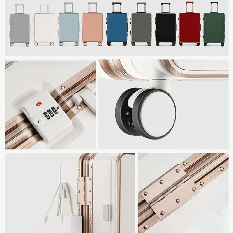 حقيبة جديدة عالية الجودة مقاس 20 بوصة حقيبة تروللي بعجلات للسفر ترقية إطار من الألومنيوم مع قفل الأمتعة المتداول مادة ABS + PC #3
