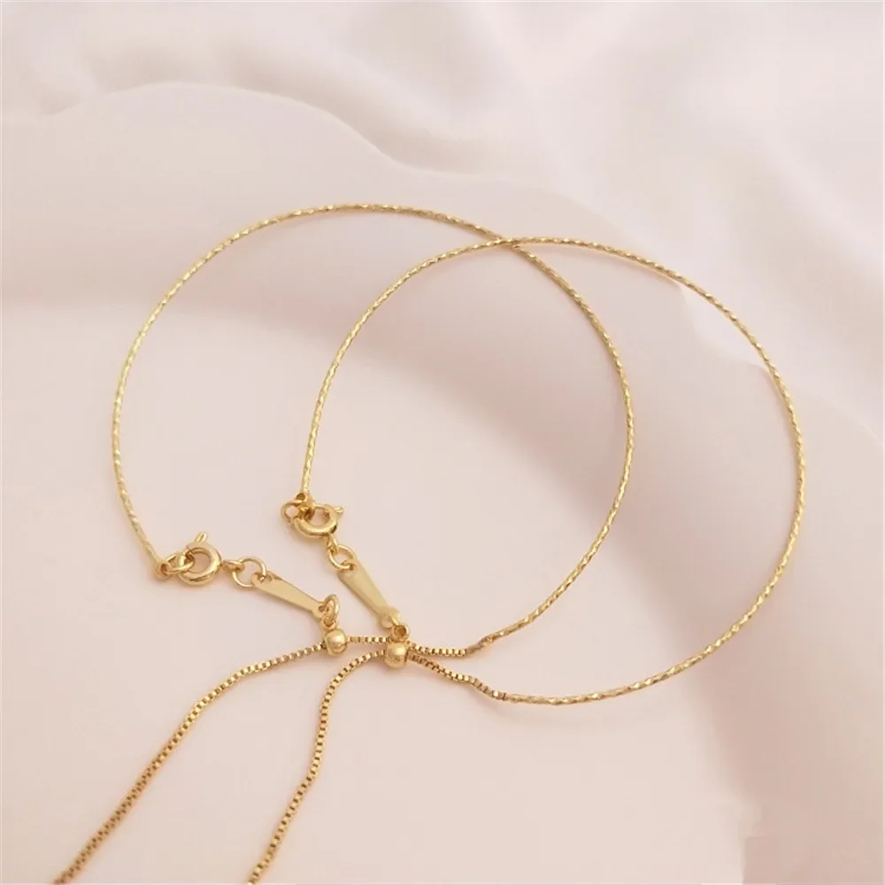 

14K Gold-coated Beaded Universal Bracelet Pin-type Adjustable Telescopic Diy Memory Rebound Bracelet Ring B729