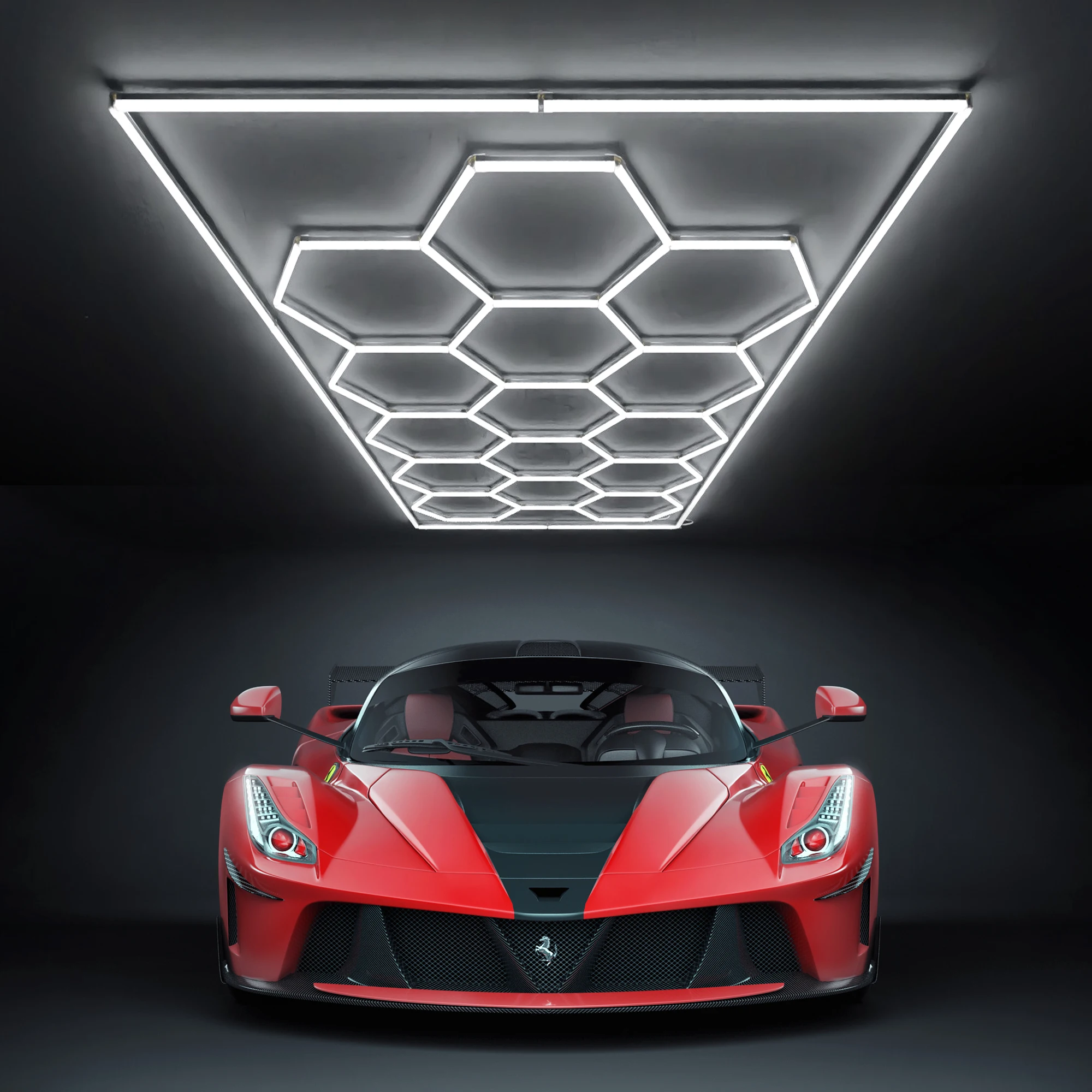 

15Grids with Frame Hexagon Garage Light Local Warehouse Fast Shipping Honeycomb Led Light for Workshop Barber Gym