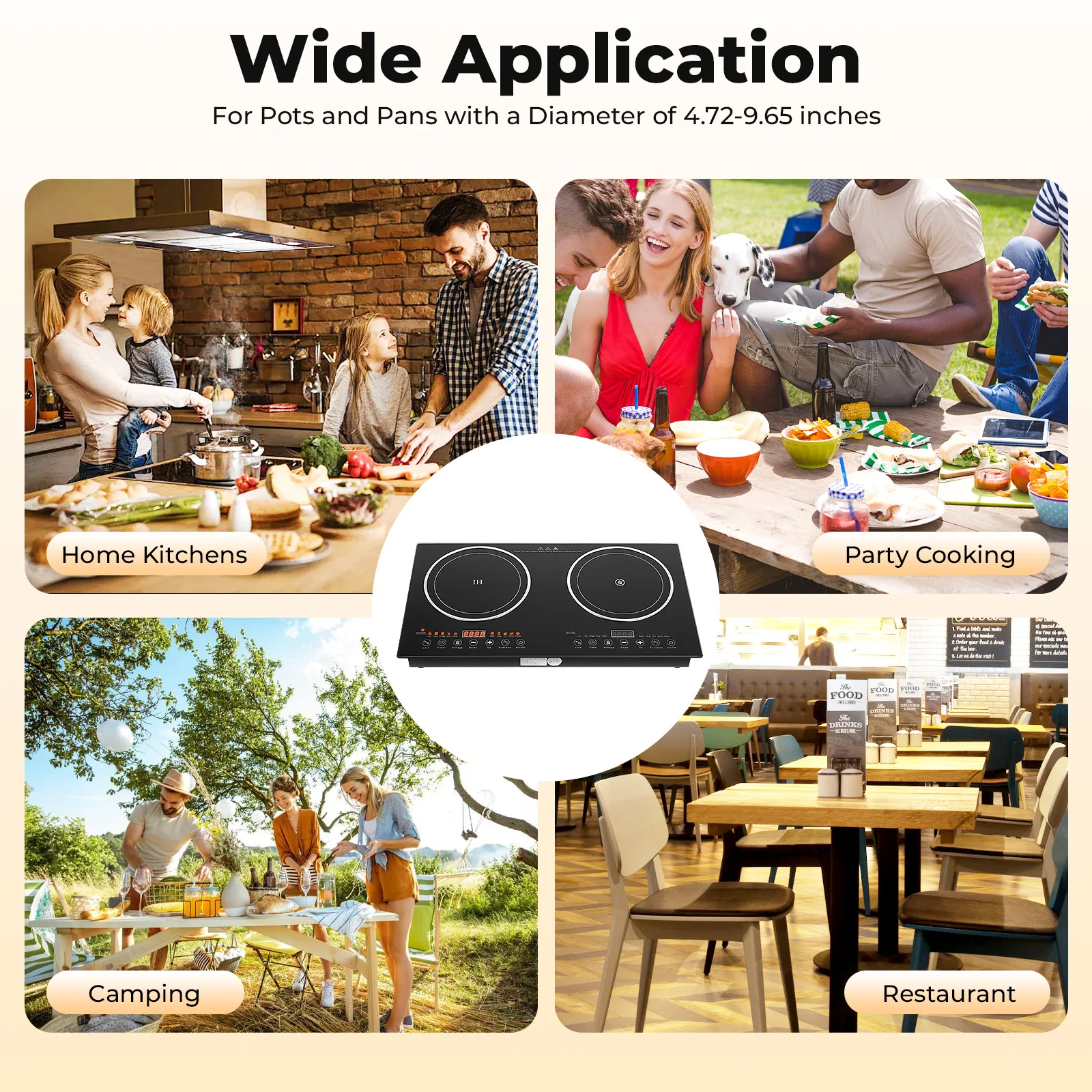 Utensili da cucina: piano cottura a induzione portatile da 2400 W con doppi bruciatori e piastre riscaldanti per una comoda cottura