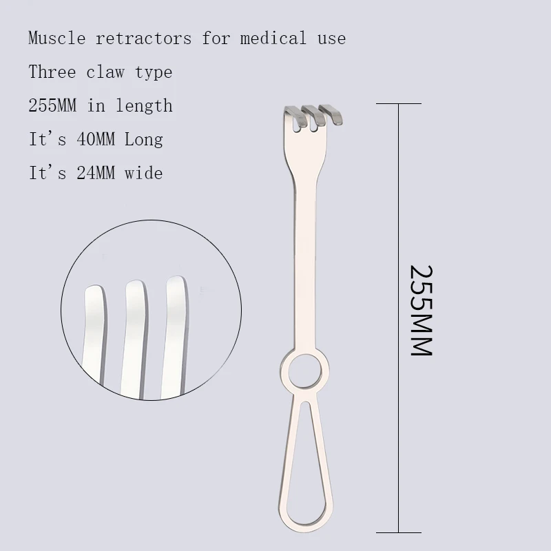 Retractor de piel, retractor profundo, tres dientes, cuatro dientes, cinco dientes, plano, retractor médico