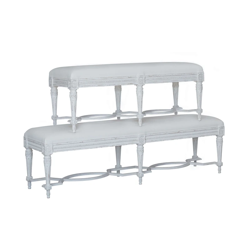 

Retro old bedside stool, simple solid wood bench, fabric shoe stool