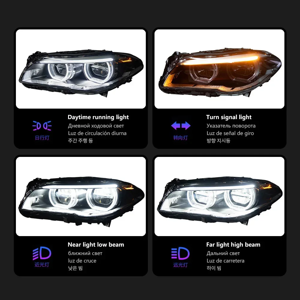 مناسبة لمجموعة ترقية المصابيح الأمامية BMW 5 Series F10 2011-2017 لتحويل الضوء الخلفي LED عين الملاك