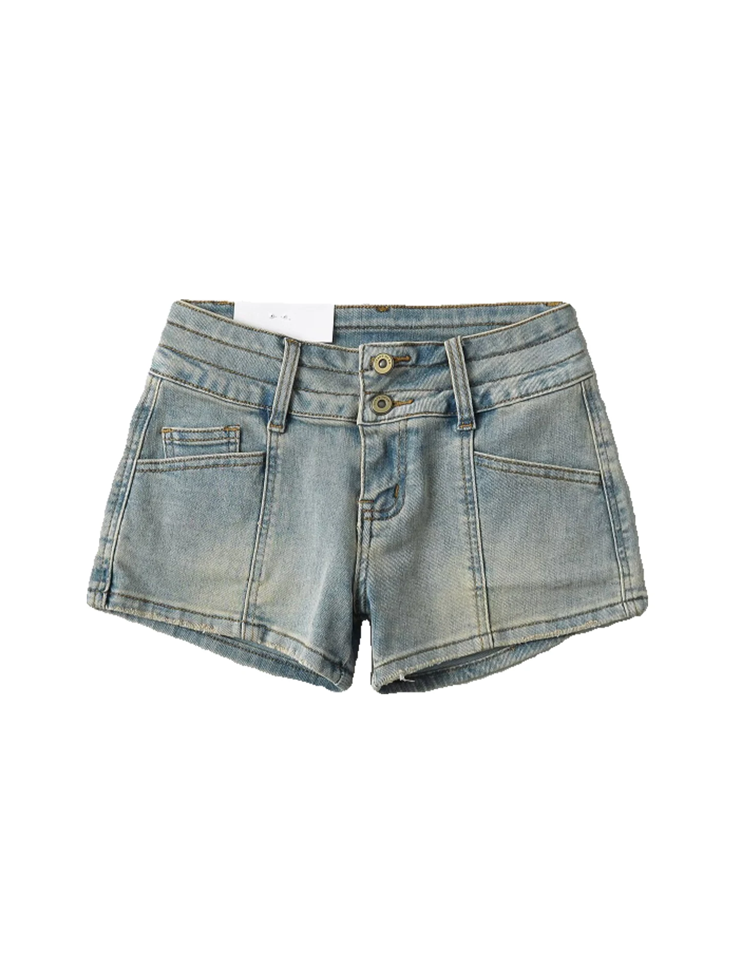 Pantaloncini di jeans a trapezio blu da donna Mini pantaloncini da cowboy anni 2000 Harajuku Vintage Y2k Vita bassa Hot Micro Jean Pantaloni corti Abbigliamento estivo