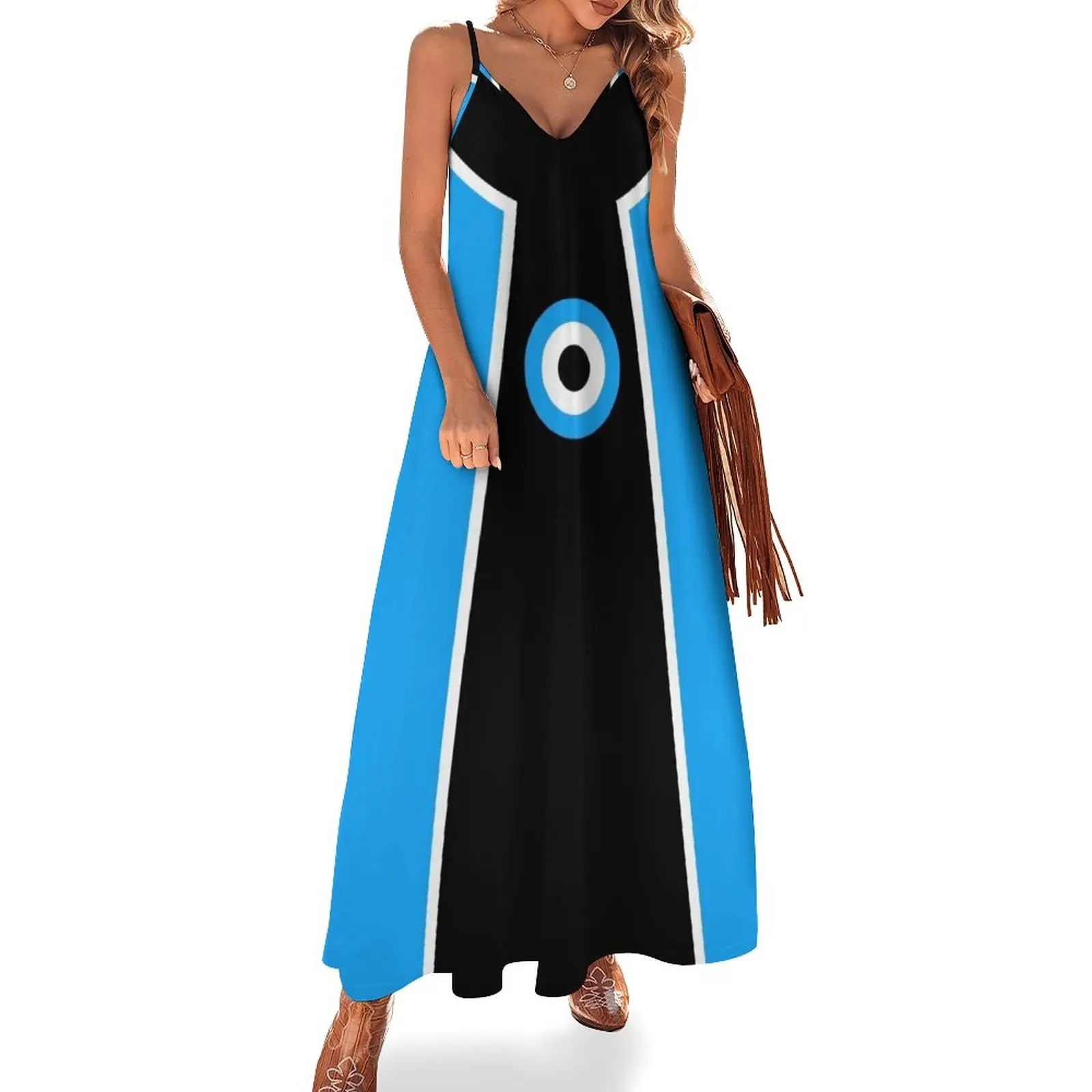 

Blue Mod Target Sleeveless Dress Women dresses summer Party dresses long dress women loose summer dress