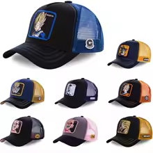 Gorra con visera de Dragon Ball Son Goku para hombre, gorro con visera ajustable de malla para camionero, estilo Hip-Hop, bordado, Verano