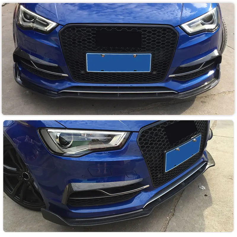 Carbon Fiber Front Bumper Canards for Audi A3 Sline S3 RS3 Sedan Convertible 2014-2016 Car Front Fog Light Cover Trims Body Kits