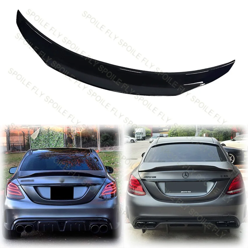 

2015 To 2022 For Benz C Class W205 4&2 Door C260 C43 C63 Saden Coupe AMG PSM Style Rear Spoiler Wing LipTrunk By ABS Gloss Black