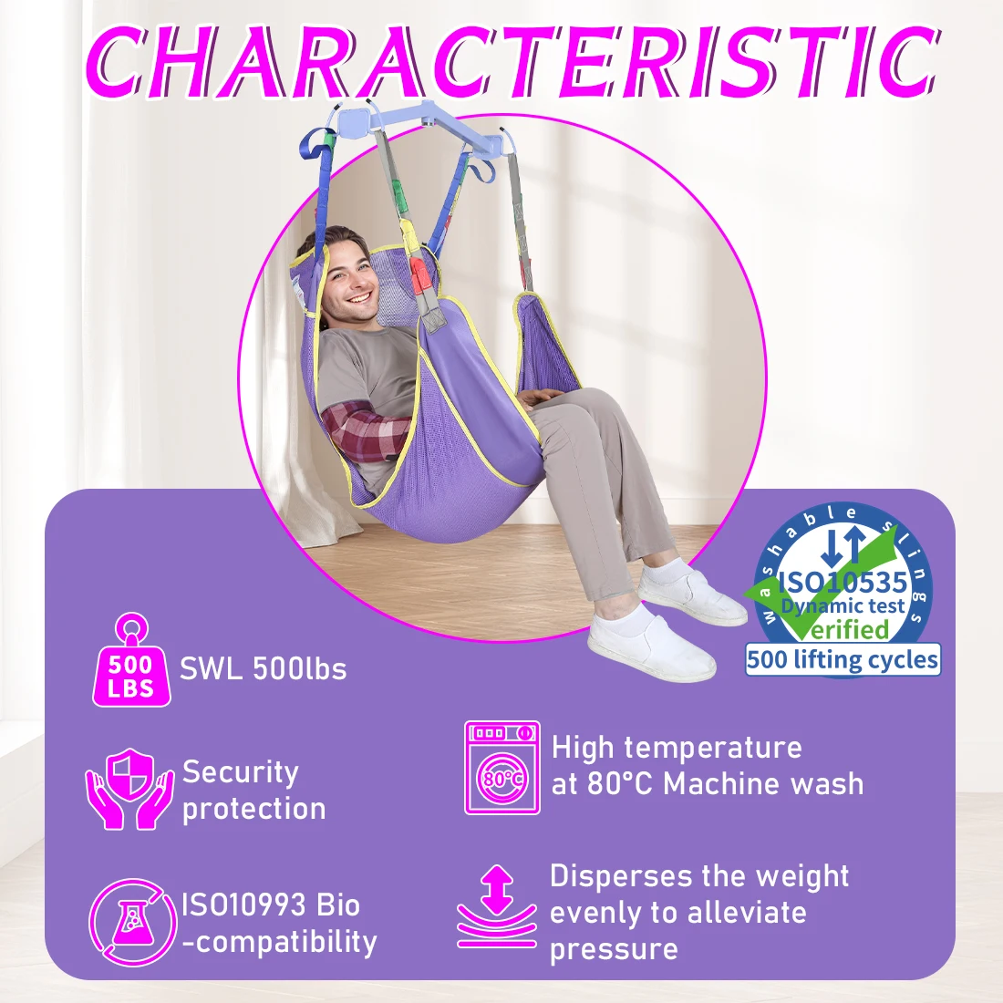 

Ehucon Мягкий Универсальный Подъемный Слинг для Купания - Полная Поддержка Тела (Для Пожилых/Инвалидов, Дышащий Материал, Компактное Хранение)