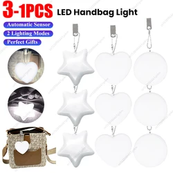 1-3PCS LED Handtas Licht Portemonnee Hart Lamp Automatische Sensor Touch Motion Geactiveerde Tas Nachtlampje Beste Cadeaus voor Vrouwen Meisjes