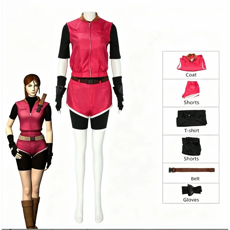 Resident Evil Cosplay Costume Claire Red and Black Combat Suit Halloween Carnival Night Cosplay Themed Party Role-playing Outfit