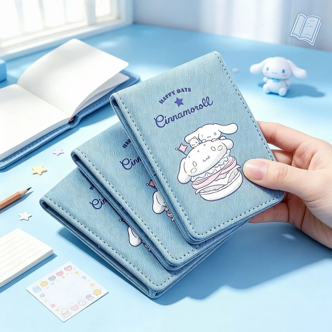 Cinnamoroll Pocket Notebook 60 Sheets Leather-Bound Portable Small Notebook Cute Big-Eared Dog Mini Planner Student Portable Notepad