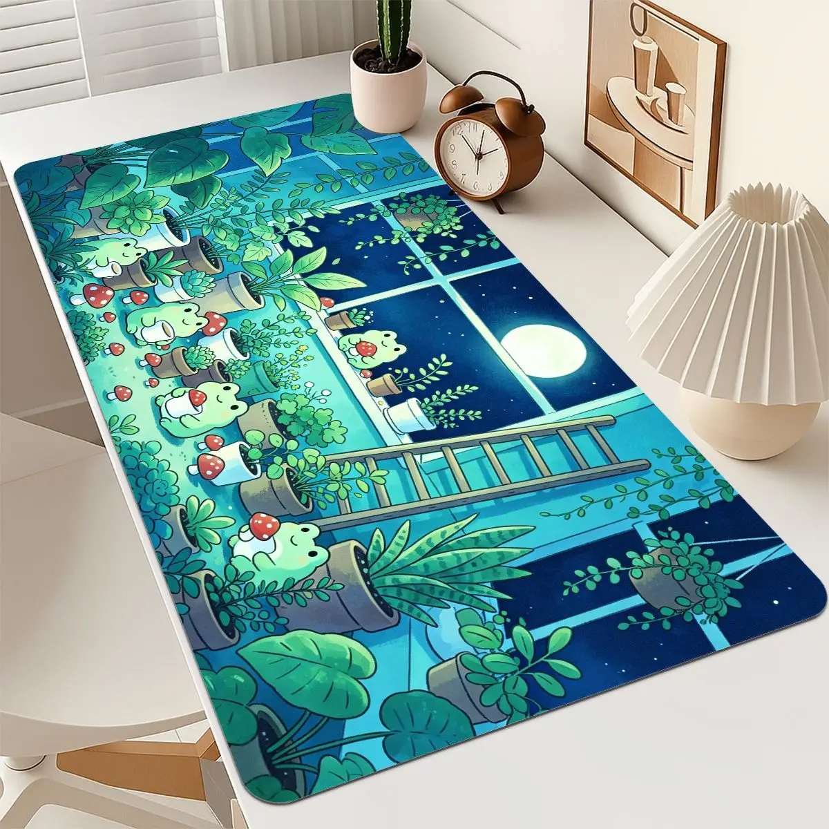 Cute Kawaii Frog Mouse Pad-Anti-Slip Rubber Desk Mat Stitched Edges,Full Desk Laptop Mousepad,Cartoon Decor Desktop Writing Pad