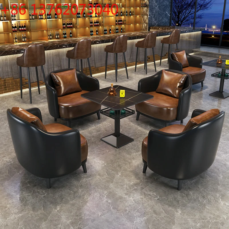 

Industrial-style Bar-specific Table Bar Sofa Music Dining Bar Table Rock Plate Dining Table and Chair Set Commercial Furniture