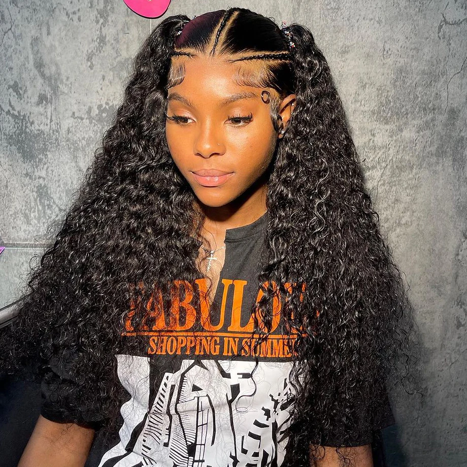 

13x4 Deep Wave Frontal Wig Brazilian Human Hair Wigs For Black Women 30 Inch Water Wave Curly Lace Front Human Hair Wig