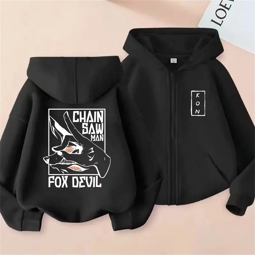 

Anime Chainsaw Man Hayakawa Aki Fox Devil Kon Graphic Zipper Hoodie Men Women Fashion Manga Zip Up Jacket Male Oversized Hoodies