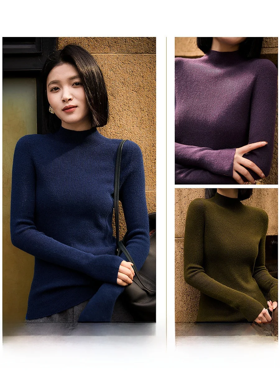 

Женская модная базовая водолазка XiaoHanGe Crt из органической шерсти, вязаная, осенне-зимняя, разноцветная