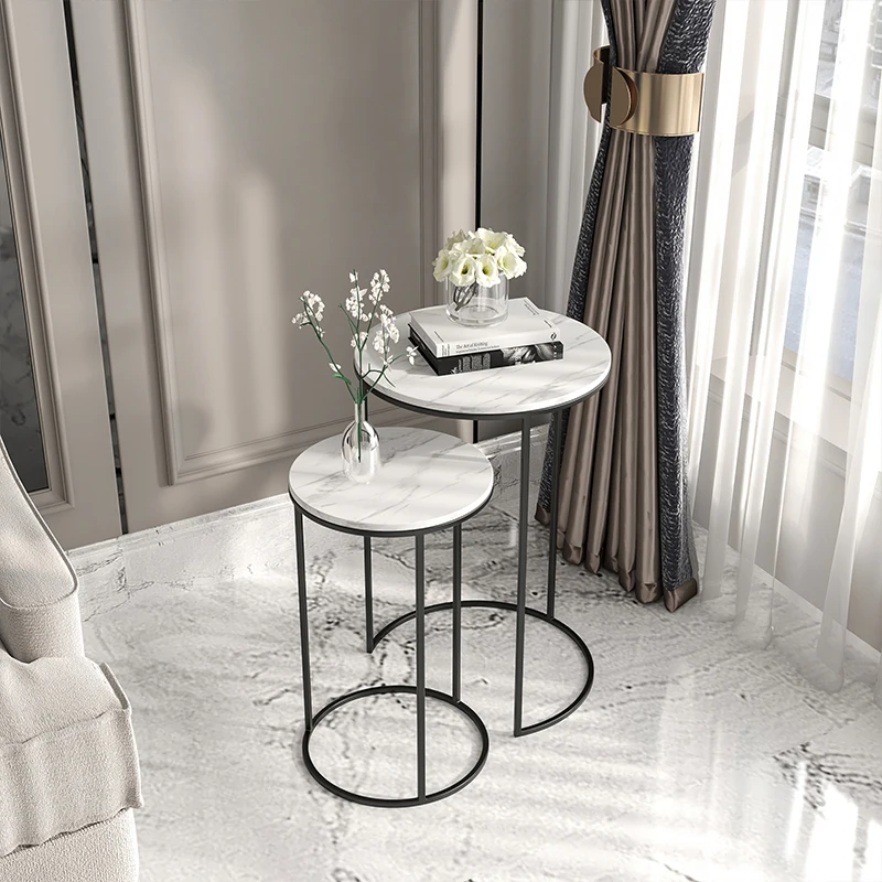 Round Makeup Home Table Bistro Tea Notebook Center Sweet Side Tables Minimalist Fruit Nachttische Living Room Furniture T50CJ