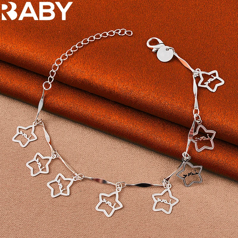 

New 925 Sterling Silver Love Stars Pendant Bracelet For Women Wedding Party Fashion Charm Jewelry Cute Accessories Best Gift