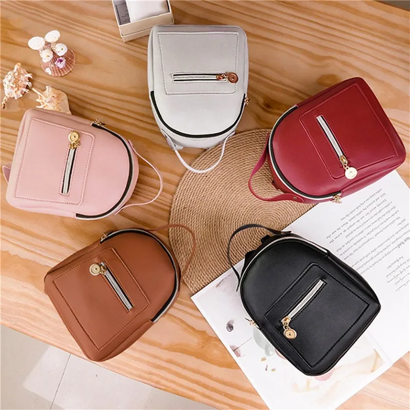 Female Backpack PU Small Teenage Girls Fashion Leisure Zipper Shoulder Bag Knapsack High-capacity Women Mini School Backpack