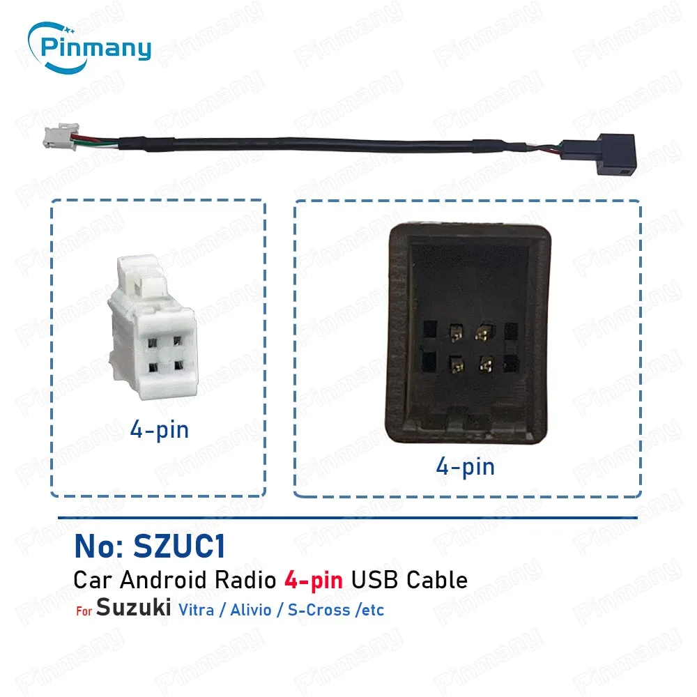 سيارة ستيريو الصوت موصل أندرويد راديو 4 دبوس USB سلك تسخير كابل محول مأخذ التوصيل SZUC1 لسوزوكي فيترا Alivio S-Cross