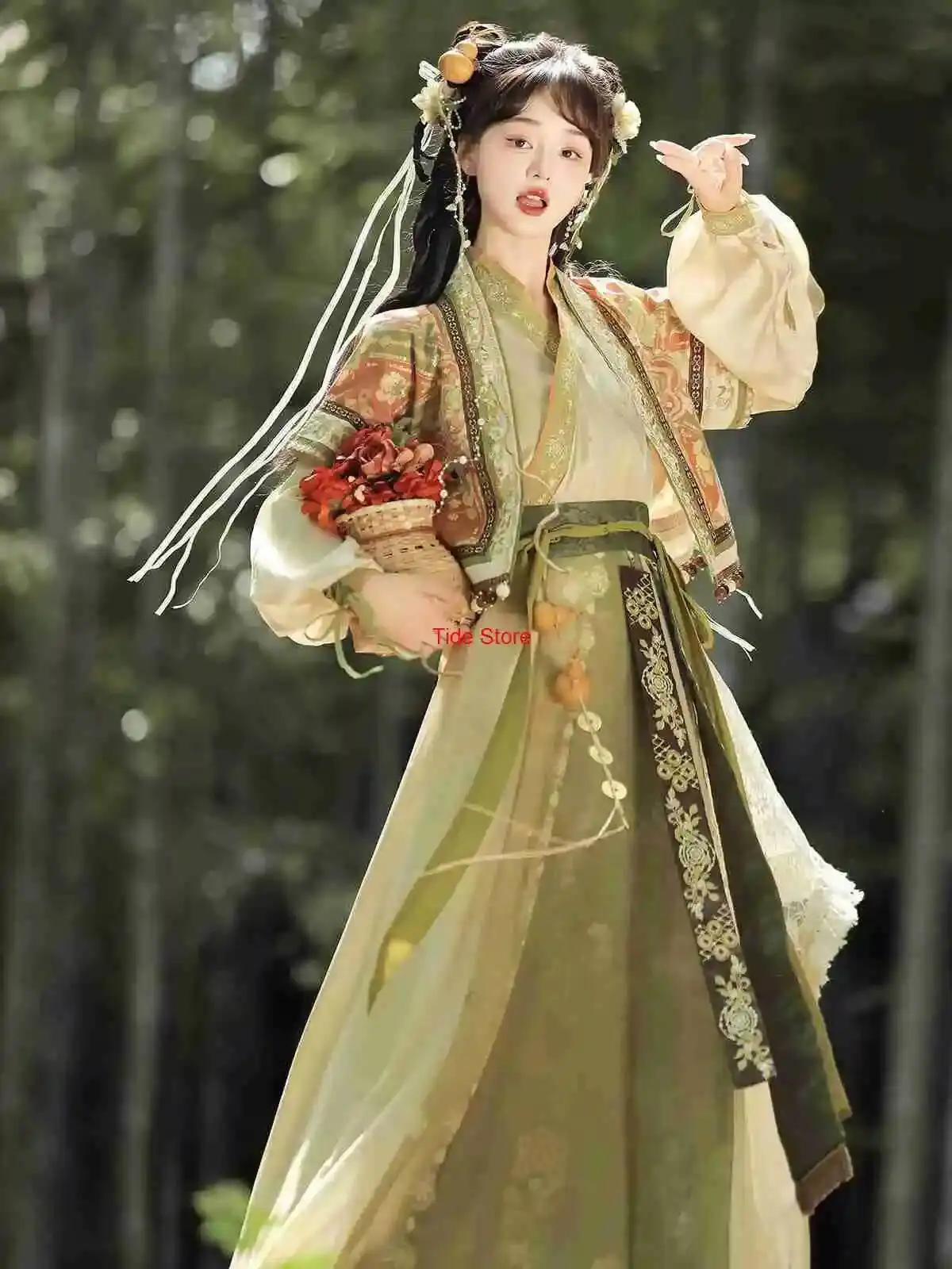 Фото Китайское платье ханьфу, женский карнавальный костюм на Хэллоуин, праздничный костюм, древнее китайское платье ханьфу с вышивкой - фото товара