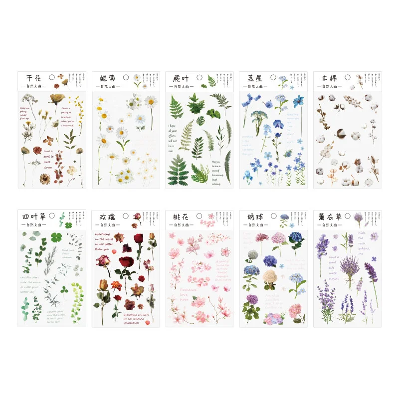 Flower stickers for children's cute  aesthetic diary decorative art supplies stickers for scrapbook batch Korean paper table