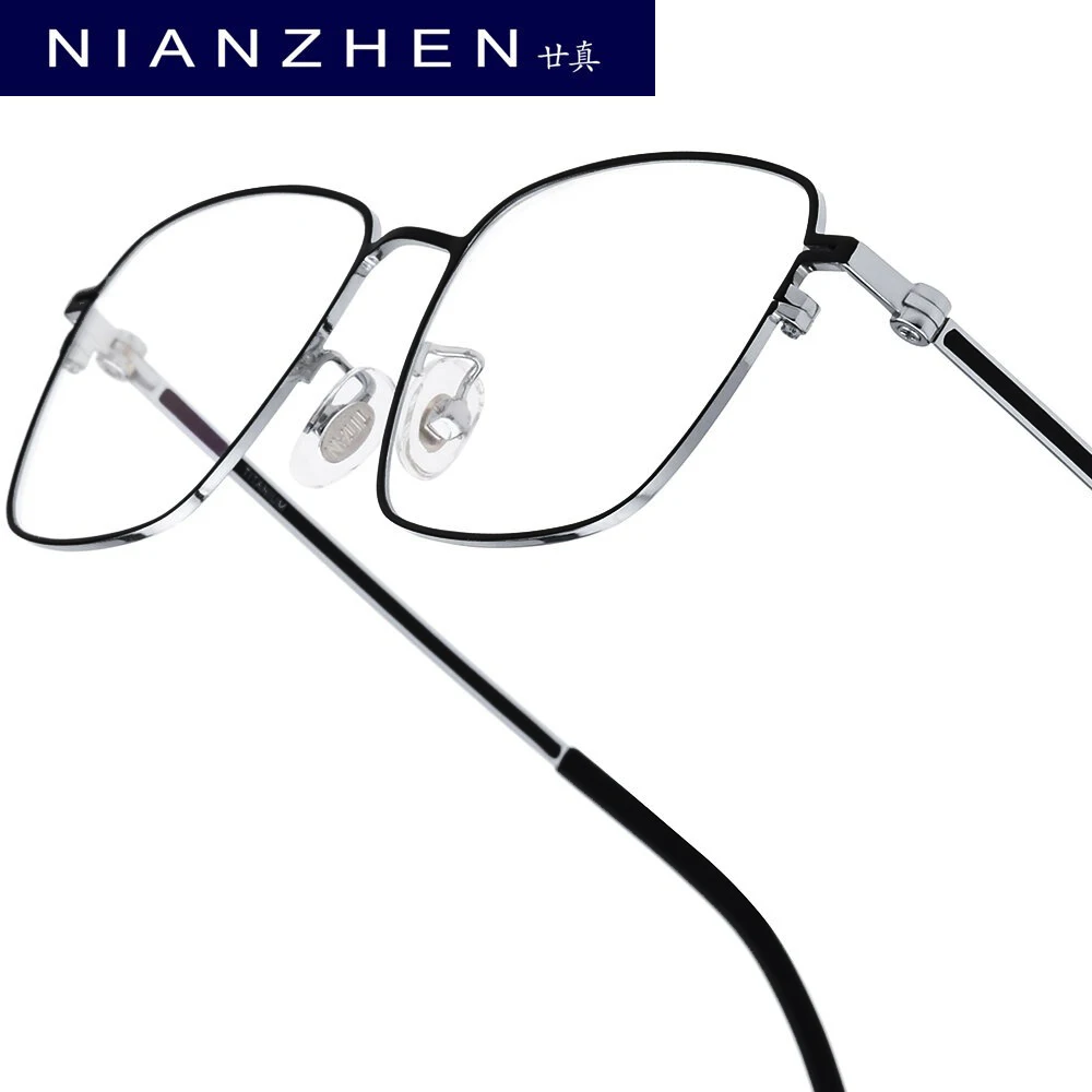 NIANZHEN Titanium Alloy Eyeglasses Frame Men Square Brand Design Glasses Ultralight-Weight Retro Women Eyewear Spectacles 8206