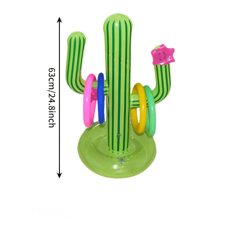 Set De 7 Cactus Inflables Con Anillos Para Lanzar – Juguete De Piscina Hawaiano, Ideal Para Fiestas Luau Y Juegos De Verano