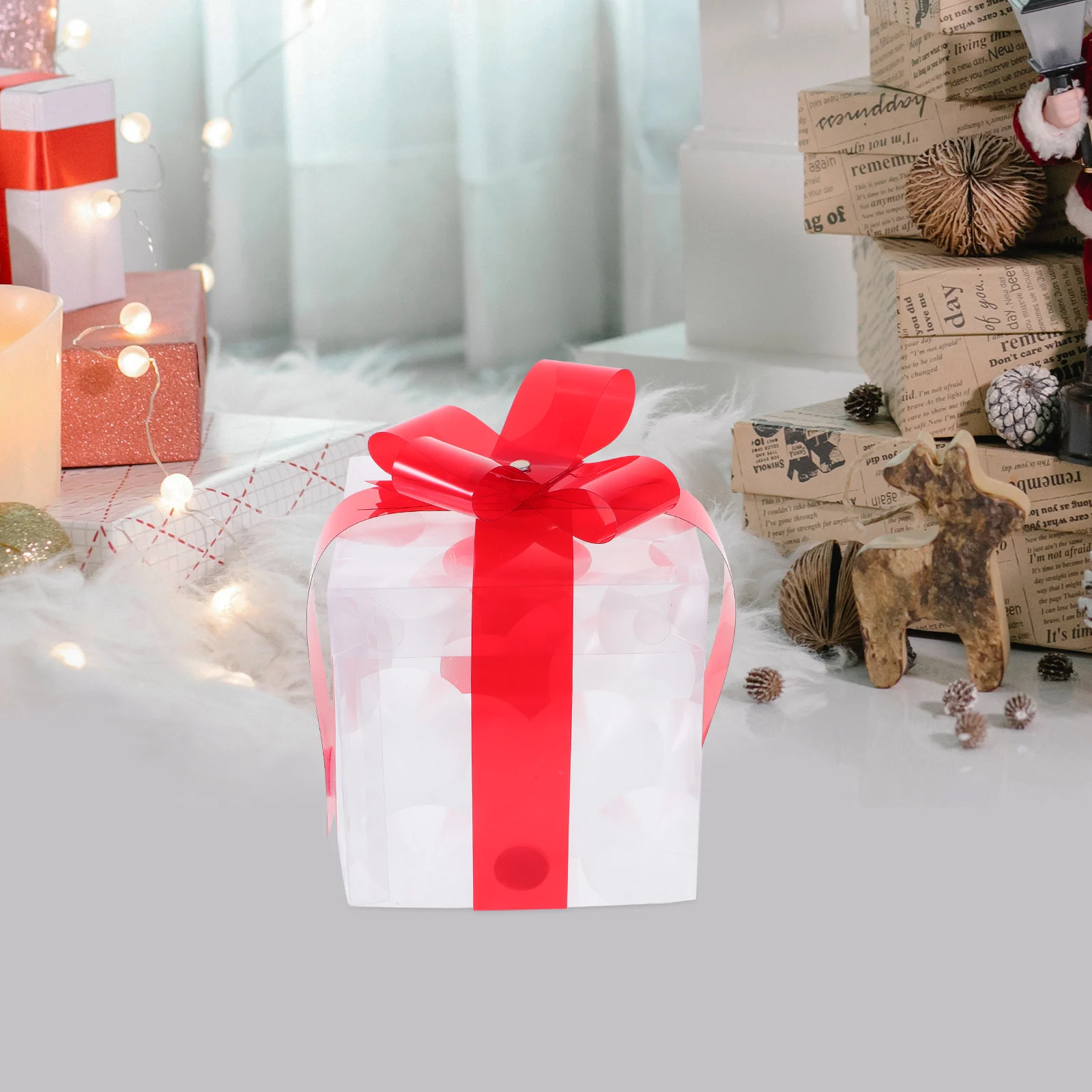 con cubierta Caja de luz navideña Cajas para bebés Decoración Pvc Regalos iluminados al aire libre