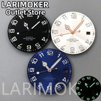 LARIMOKER 29mm Black White Blue Sunburst dial fit Rhonda 515 Quartz movement Green luminous Watch Accessories set