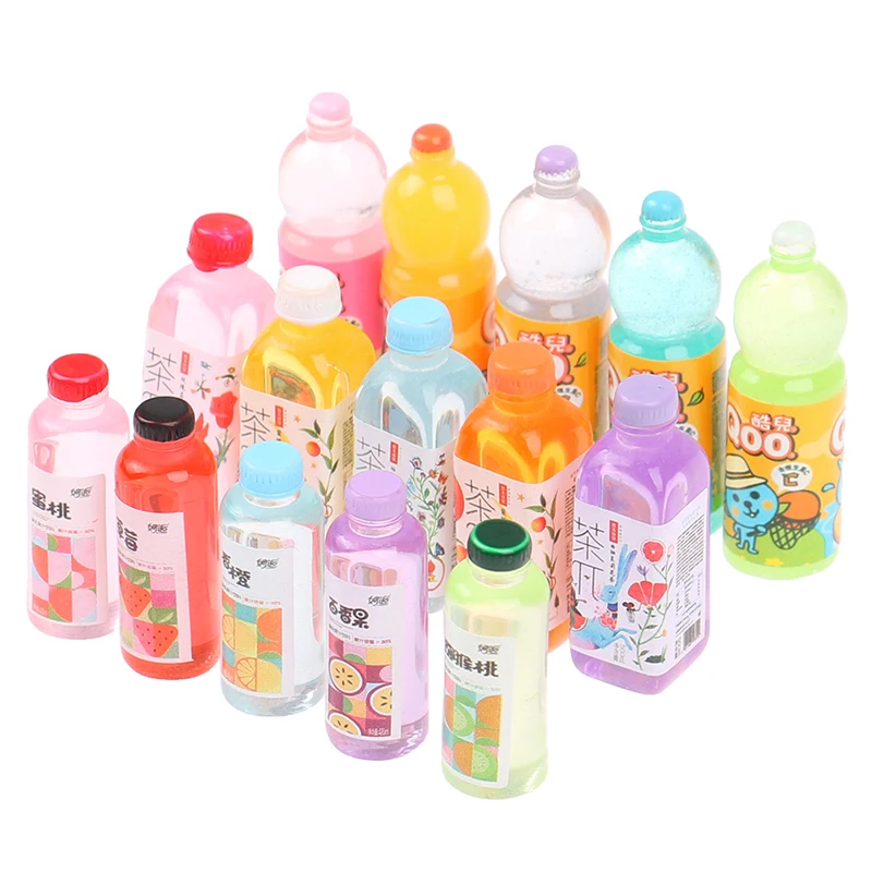 5Pcs 1:12 Dollhouse Miniatures Simulation Beverage Bottle Juice Bottle Model DIY Accessories