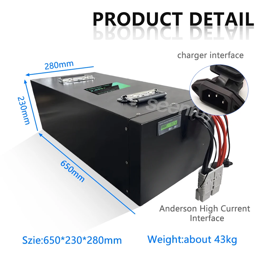 72V 200Ah Lithium Polymer Battery Pack with Built-in BMS 100A 220A 340A Charger for Bike Scooter Tricycle Car Motorcycle