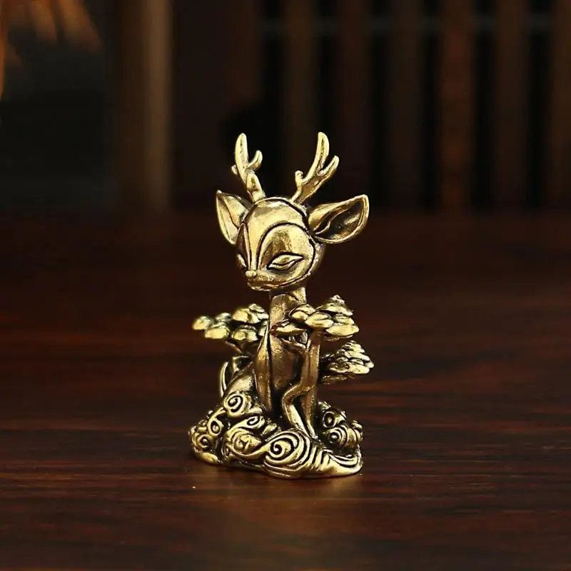 Hirschfigur aus Messing, exquisites Mini-Teetier-Ornament, kreatives kleines Dekor für Büro, Schreibtisch, Zuhause, Geschenk. – Detail 9