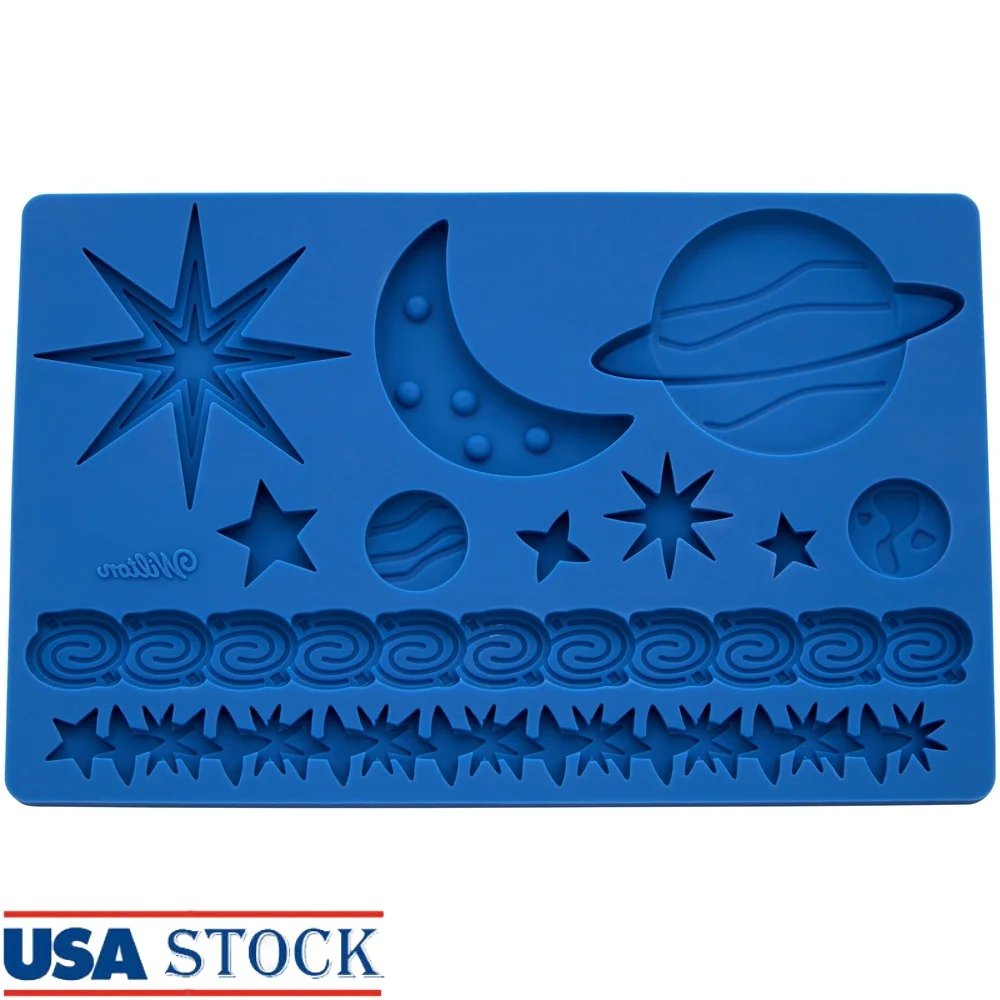 

Космическое пространство, силиконовая форма для помадки, 11 полостей, планета, звезда, луна, формы, антипригарное украшение для торта, вечеринки по случаю дня рождения, детские душа