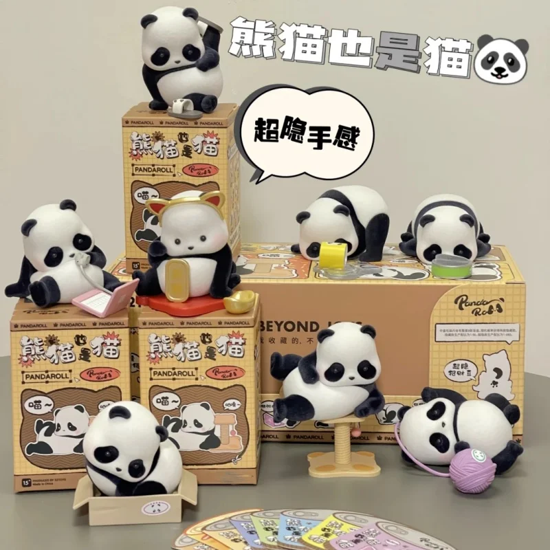 Genuine Blind Box Cute Pandas Are Also Cats Series Kawaii Panda Roll Mystery Box Collectibles Models As Desktop Decor As Gifts