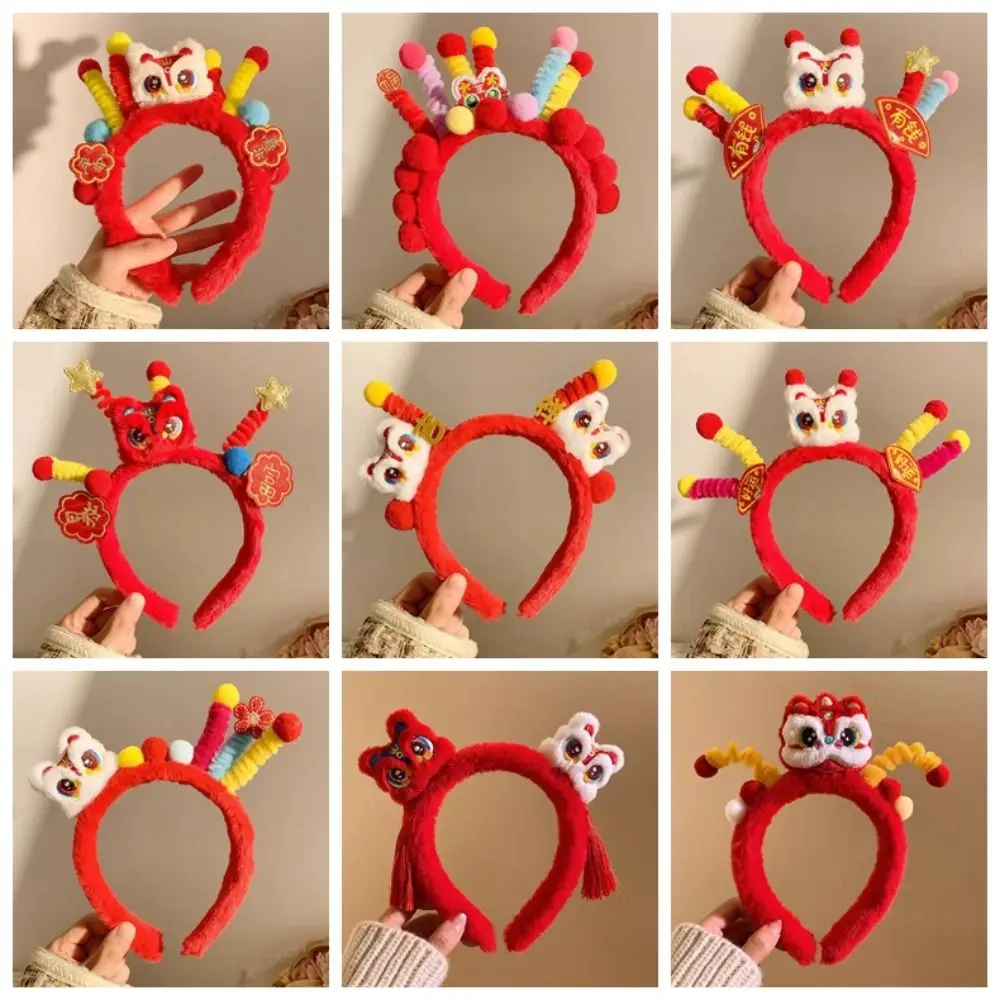 الأسد السنة الجديدة الشعر هوب شرابة المطرزة القوس الطراز القديم هيرباند الذهبي قفل تانغ دعوى Hanfu إكسسوارات الشعر الطرف