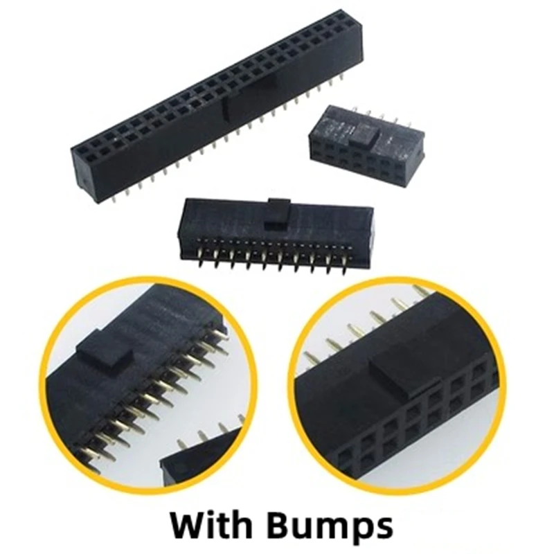 2.54mm Pitch With Bumps Double Row Female 2~40P PCB Socket Board Pin Header Connector Strip 2/4/6/10/12/16/20/40Pin For Arduino