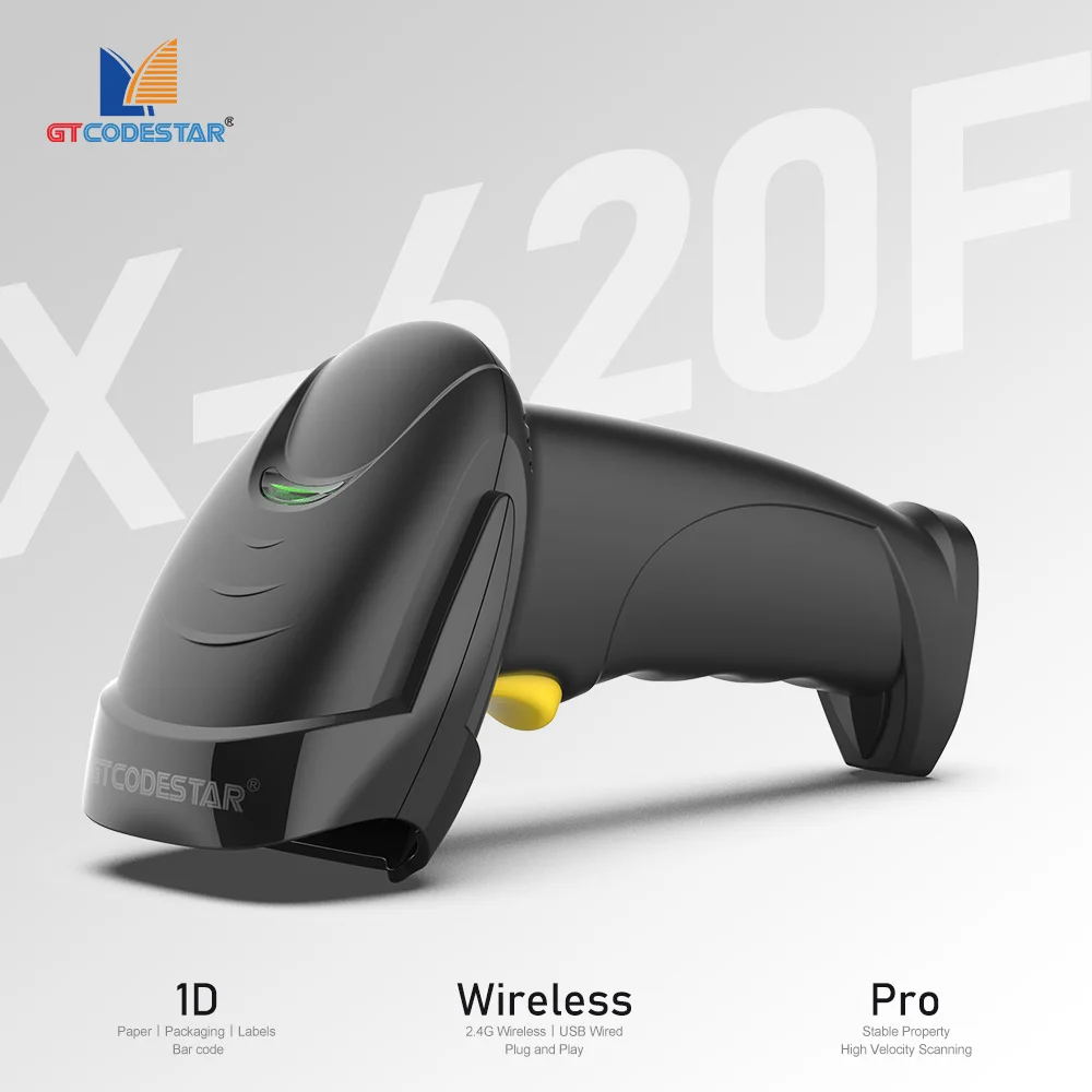 GTCODESTAR X-620F Supermarket Price Checker Barcode Scanner Wireless Laser 1D Barcode Reader