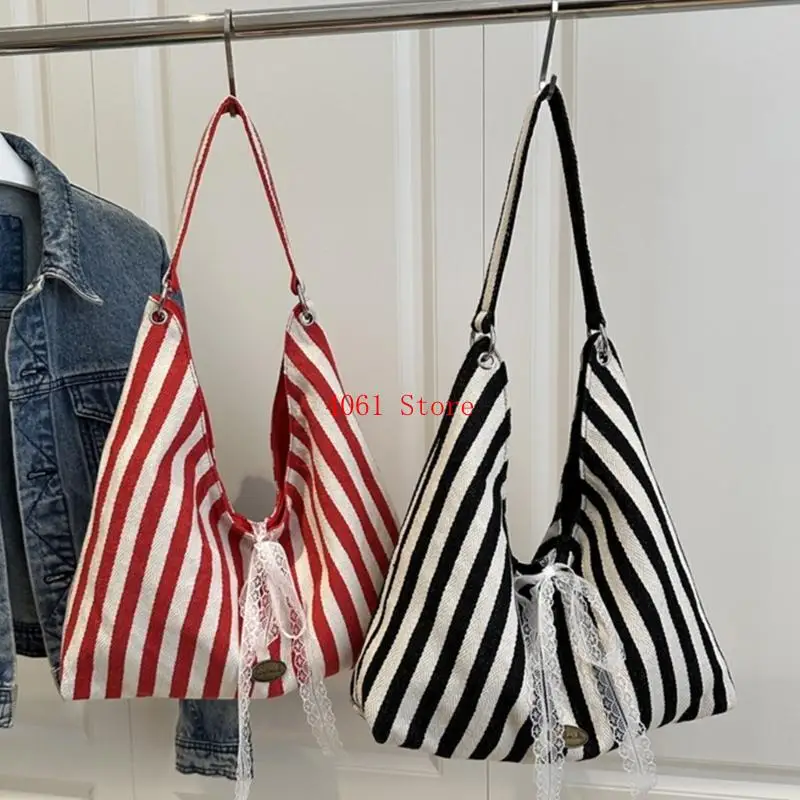 

Women Armpit Bag Large Capacity Handbag Striped Shoulder Bag Shopping Bag