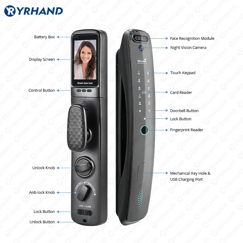 3D biometric security camera, smart password door lock, electronic,unlocking application, fingerprint smart door lock