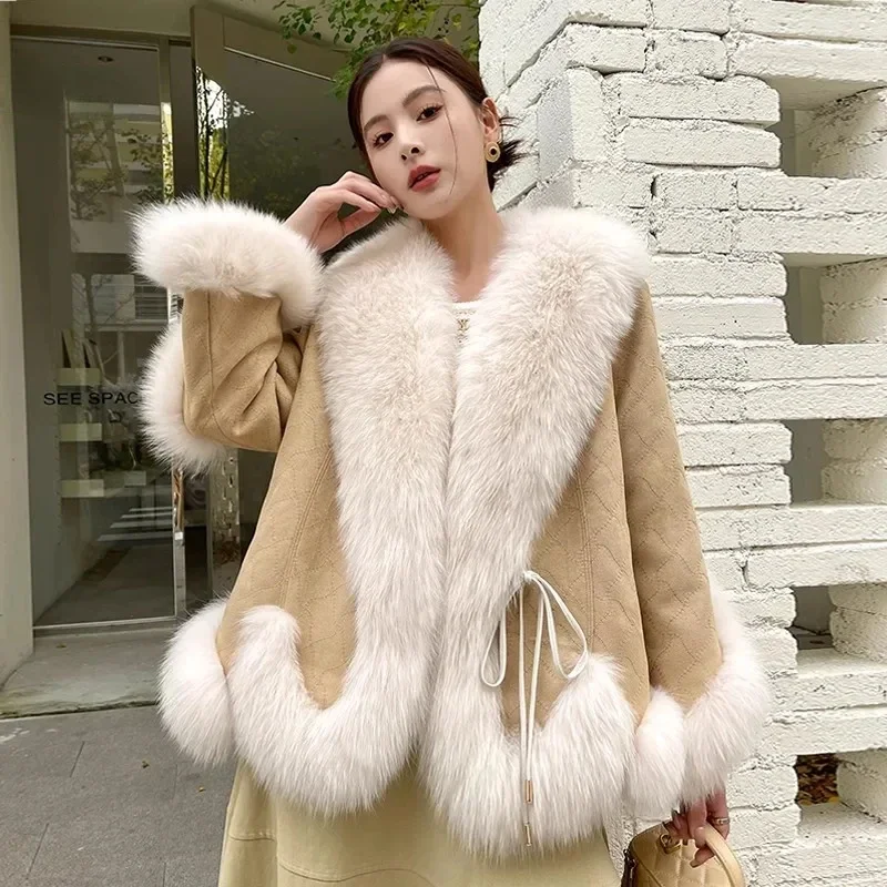 

FURYOURSELF Winter Real Natural Fox Fur Collar Fashion Women White Goose Down Jackets Parkas Luxury Warm Outerwear Streetwear