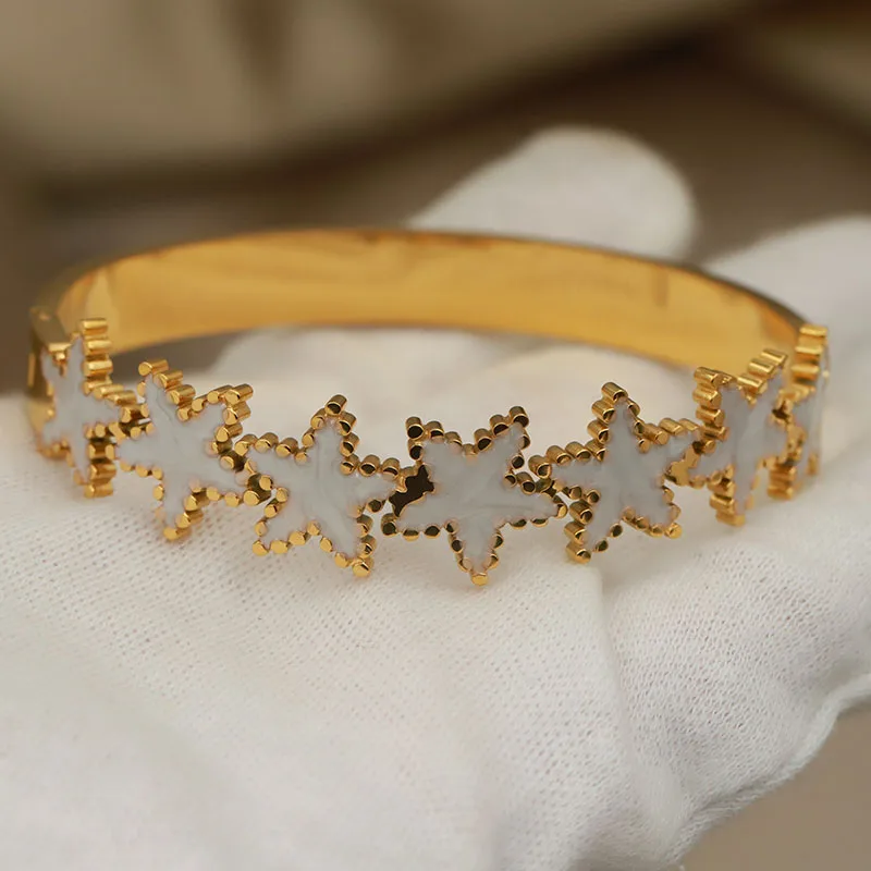 

Металлические акриловые браслеты со звездами из нержавеющей стали для женщин, модные брендовые ювелирные изделия, элегантные браслеты, аксессуары