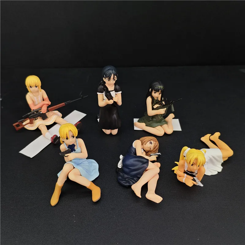 

Gunslinger Girl Miniature Anime Toys Kadokawa Toy's Works Action Figures Henrietta Triela Sitting Diorama Accessories Gift