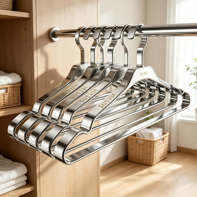 Extra Wide 12mm Stainless Steel Hanger, Non-slip Heavy Duty Clothes Organizer Rack with Anti-drop Groove, Rust-proof Holder.