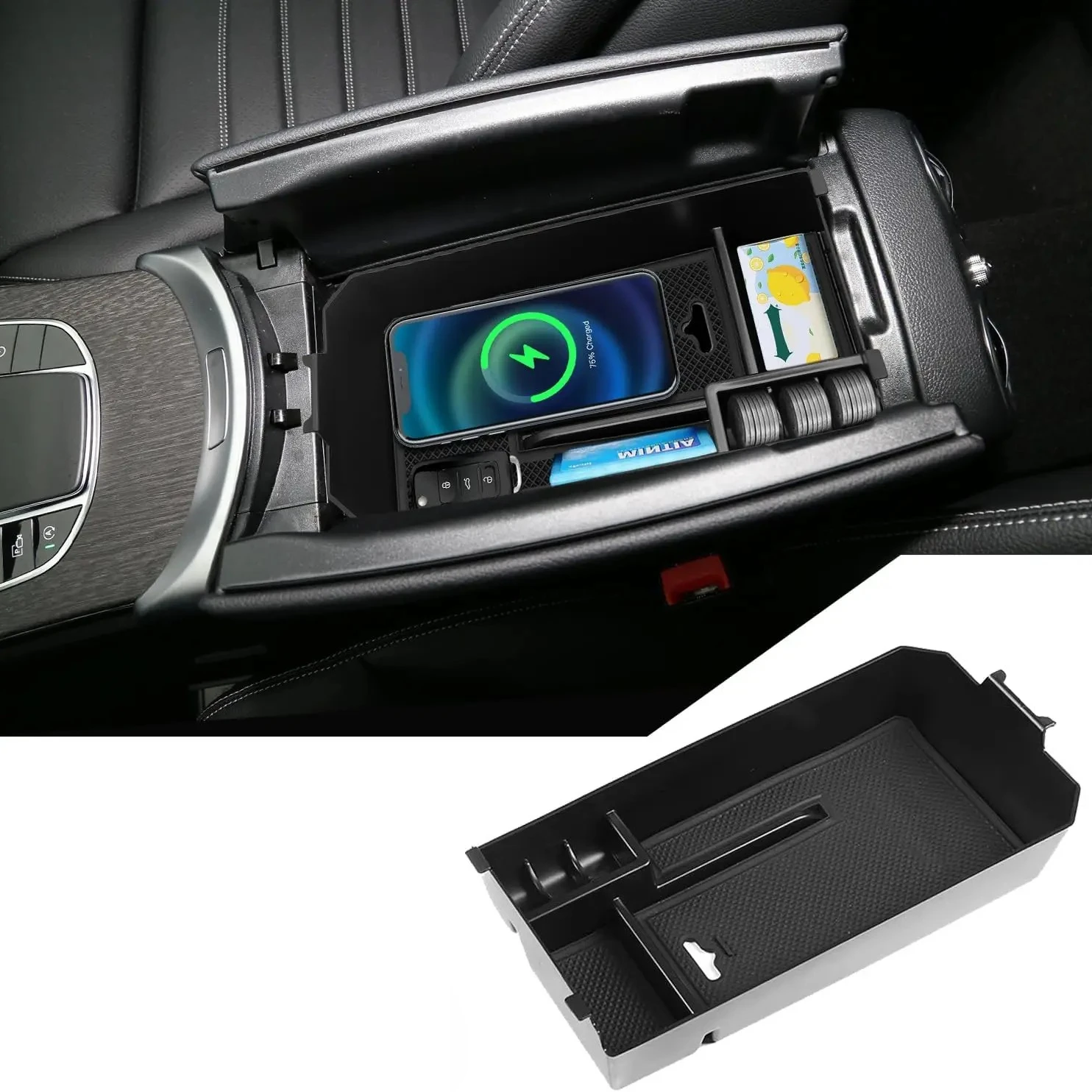 Organizador, Bandeja Portaobjetos, Caja de Almacenamiento para Reposabrazos para Mercedes Benz Clase C GLC W205 X253, Accesorios para Automóviles