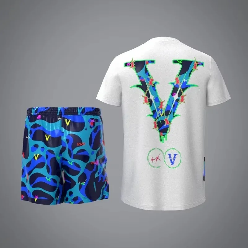 VRUNK Conjunto de camiseta de verano para hombres y mujeres, informal, deportivo, de malla holgada, con estampado 3D, transpirable, de manga corta y pantalones cortos, camisetas familiares para niños