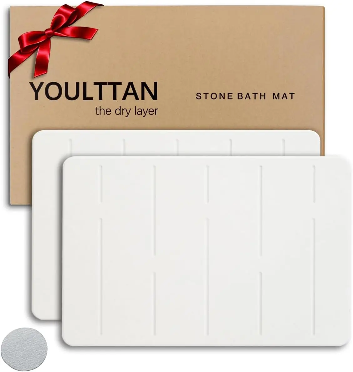 

Быстросохнущий нескользящий коврик для ванной с диатомовой землей 24x16 дюймов, 2 шт., белый