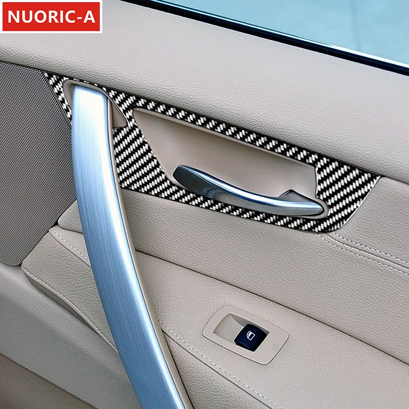 

For BMW X3 E83 2006-2010 Car Interior Door Handle Panel Frame Decoration Carbon Fiber Sticker Trim Auto Accessories Decals