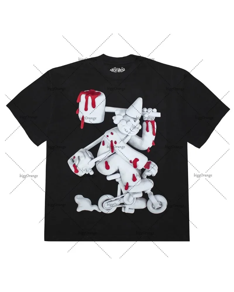

newNew Summer Trendy Retro Streetwear High Street Y2K Harajuku Cartoon Graphic T-shirt Men Hip-hop Gothic Casual Cotton Top Wom